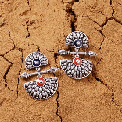 Gold-Plated Zircon Studded & Pearls Beaded Drop Earrings