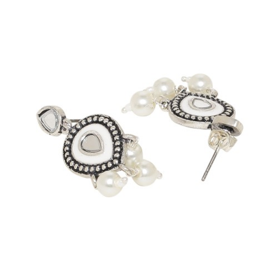 Silver-Toned Teardrop Shaped Drop Earrings