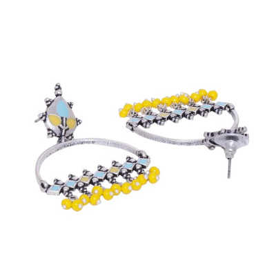 Silver-Plated & Enamelled Contemporary Drop Earrings